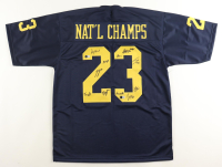 2023 Michigan Wolverines Team-Signed Jersey By (11) with J.J. McCarthy, Tommy Doman, Greg Crippen, Zeke Berry (Beckett) at PristineAuction.com