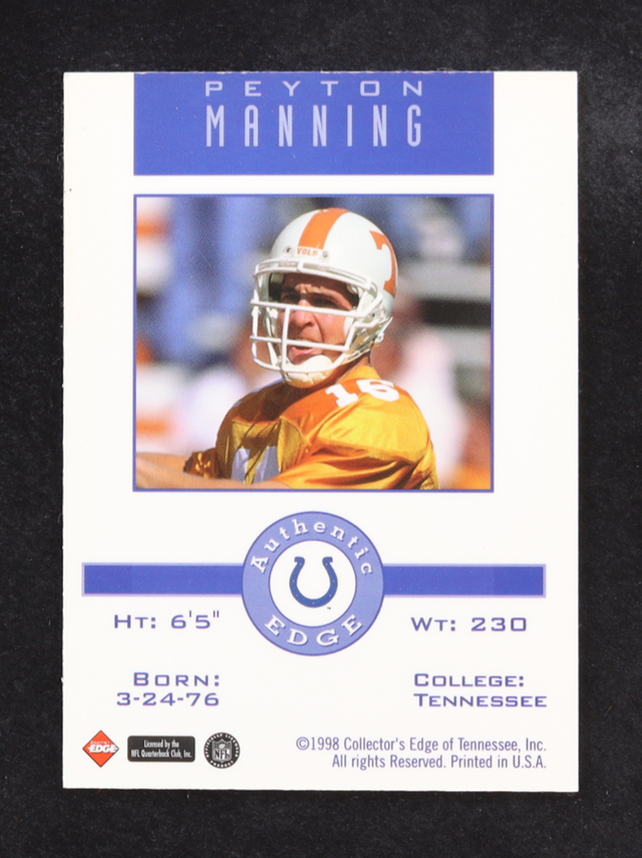 Peyton Manning 1998 Collector's Edge Odyssey Game Ball #PM RC at PristineAuction.com Peyton Manning 1998 Collector's Edge Odyssey Game Ball #PM RC at PristineAuction.com