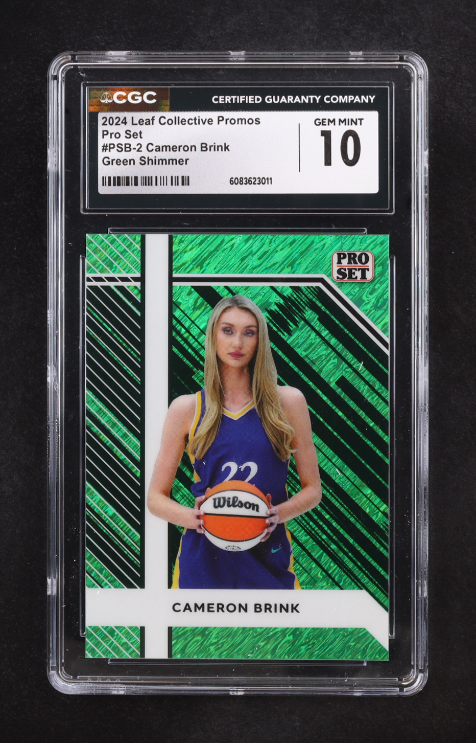 Cameron Brink 2024 Leaf Collective Promos Pro Set Green Shimmer #PSB-2 RC #36/50 (CGC 10) at PristineAuction.com Cameron Brink 2024 Leaf Collective Promos Pro Set Green Shimmer #PSB-2 RC #36/50 (CGC 10) at PristineAuction.com