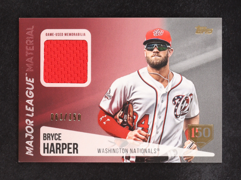 Bryce Harper 2019 Topps Major League Materials 150th Anniversary #MLMBH #061/150 S2 at PristineAuction.com Bryce Harper 2019 Topps Major League Materials 150th Anniversary #MLMBH #061/150 S2 at PristineAuction.com