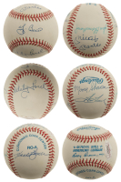 Yankees Hall of Famers & Stars OAL Baseball Signed By (7) with Mickey Mantle, Whitey Ford, Yogi Berra (JSA) at PristineAuction.com