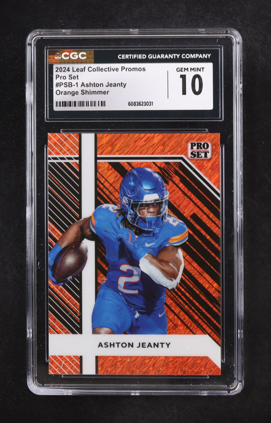 Ashton Jeanty 2024 Leaf Collective Promos Pro Set Orange Shimmer #PSB-1 RC #277/299 (CGC 10) at PristineAuction.com Ashton Jeanty 2024 Leaf Collective Promos Pro Set Orange Shimmer #PSB-1 RC #277/299 (CGC 10) at PristineAuction.com