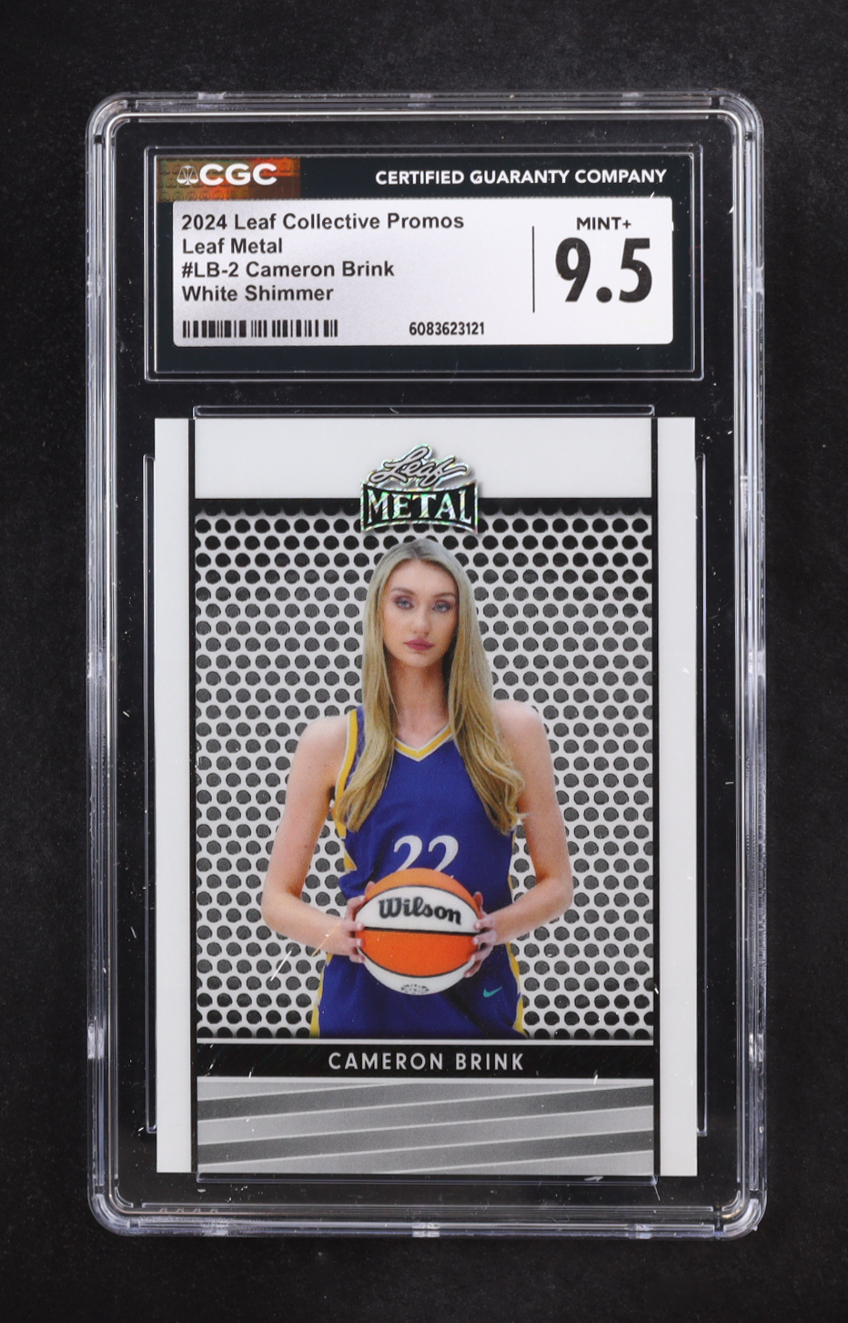 Cameron Brink 2024 Leaf Metal Collective Promos Pro Set White Shimmer #LB-2 RC #1/5 (CGC 9.5) at PristineAuction.com Cameron Brink 2024 Leaf Metal Collective Promos Pro Set White Shimmer #LB-2 RC #1/5 (CGC 9.5) at PristineAuction.com