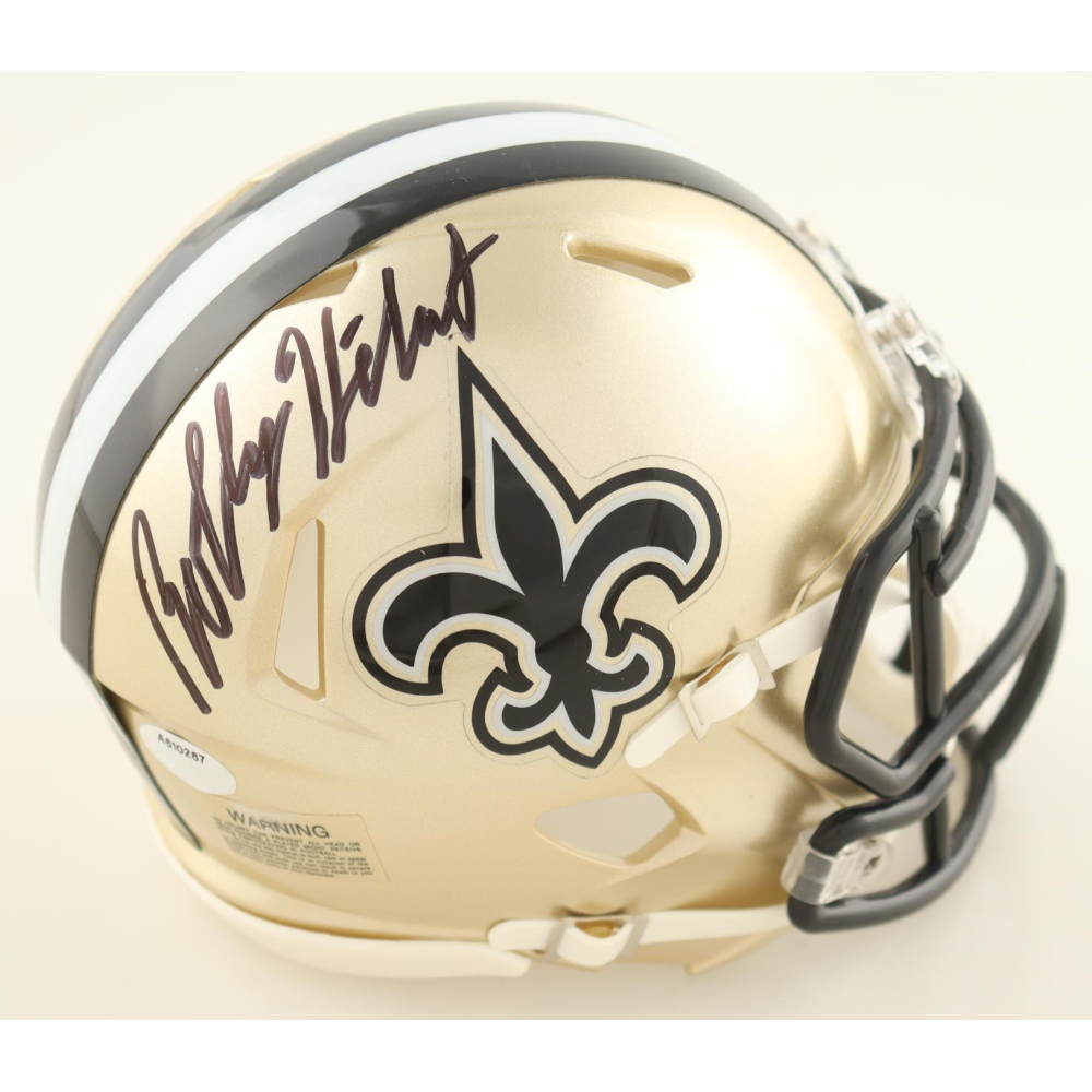 Bobby Hebert Signed Saints Speed Mini Helmet (Schwartz) at PristineAuction.com