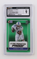 Jahmyr Gibbs 2023 Leaf Pro Set Metal Autographs Unsigned Pre-Production Proof Green #PA-JG1 RC #1/1 (CGC 9) at PristineAuction.com