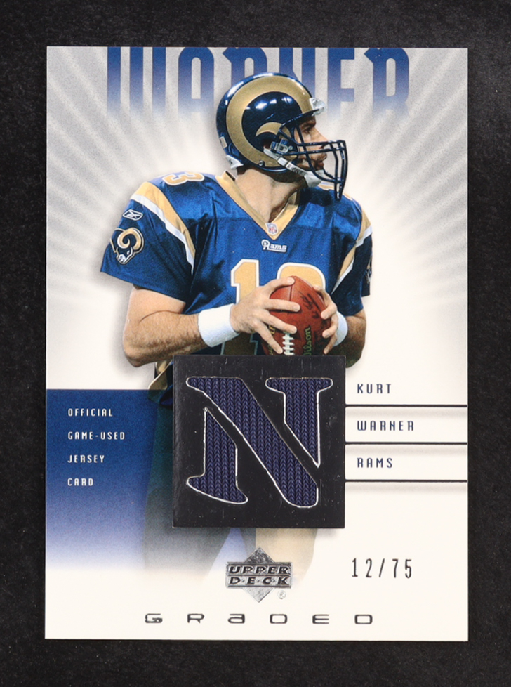 Kurt Warner 2002 UD Graded Jerseys #G4KW #/75 at PristineAuction.com Kurt Warner 2002 UD Graded Jerseys #G4KW #/75 at PristineAuction.com