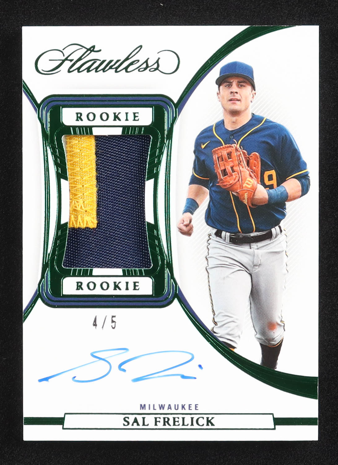 Sal Frelick 2023 Panini Flawless Rookie Patch Autographs Emerald #37 #4/5 RC at PristineAuction.com Sal Frelick 2023 Panini Flawless Rookie Patch Autographs Emerald #37 #4/5 RC at PristineAuction.com