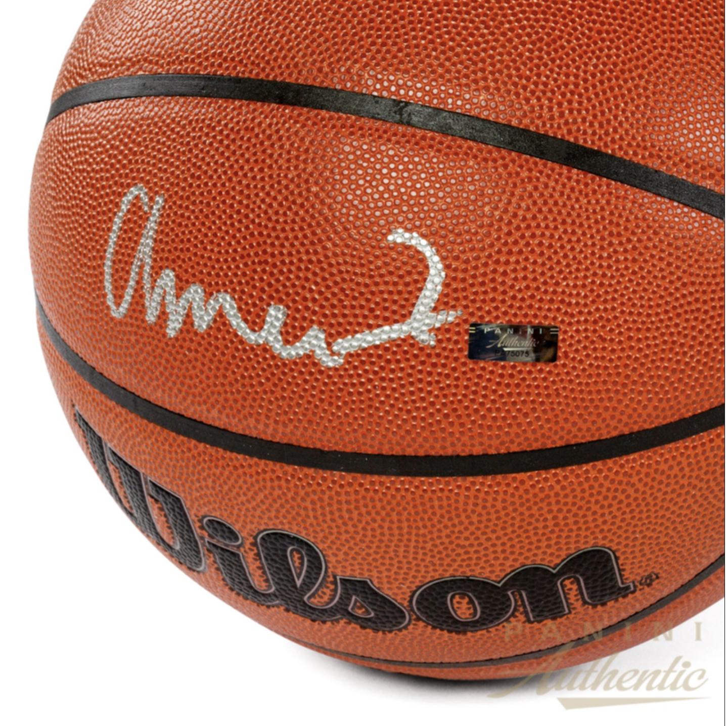 Amen Thompson Signed NBA Basketball (Panini) at PristineAuction.com Amen Thompson Signed NBA Basketball (Panini) at PristineAuction.com