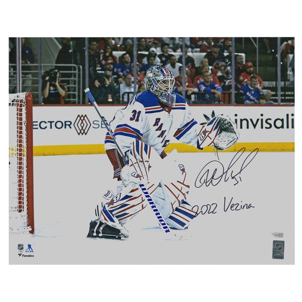 Igor Shesterkin Signed Rangers 16x20 Photo Inscribed "2022 Vezina" (Fanatics) at PristineAuction.com Igor Shesterkin Signed Rangers 16x20 Photo Inscribed "2022 Vezina" (Fanatics) at PristineAuction.com