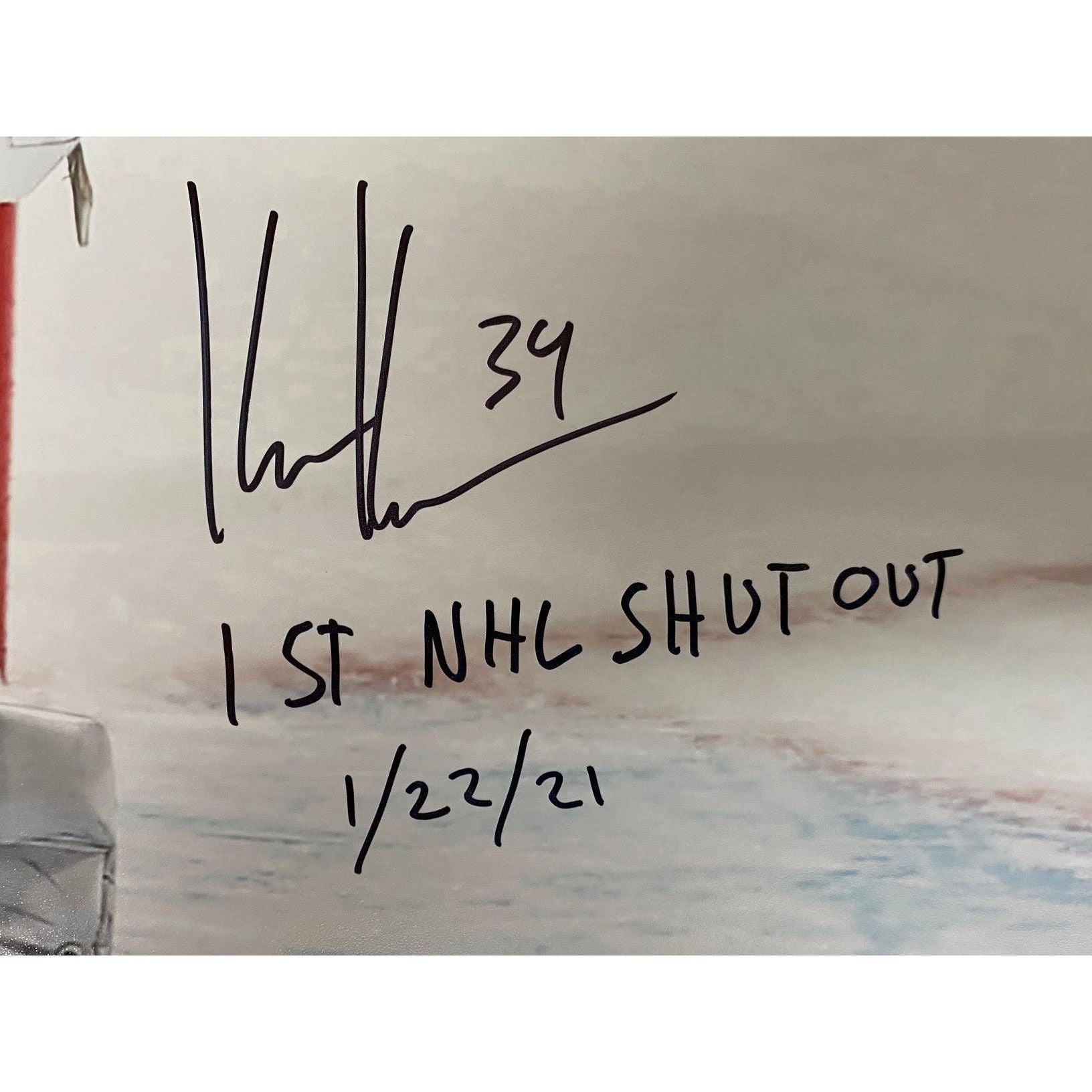 Kaapo Kahkonen Signed LE Wild 16x20 Photo Inscribed "1st NHL Shut Out 1/22/21" (Fanatics) at PristineAuction.com Kaapo Kahkonen Signed LE Wild 16x20 Photo Inscribed "1st NHL Shut Out 1/22/21" (Fanatics) at PristineAuction.com