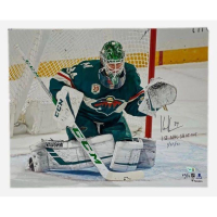 Kaapo Kahkonen Signed LE Wild 16x20 Photo Inscribed "1st NHL Shut Out 1/22/21" (Fanatics) at PristineAuction.com