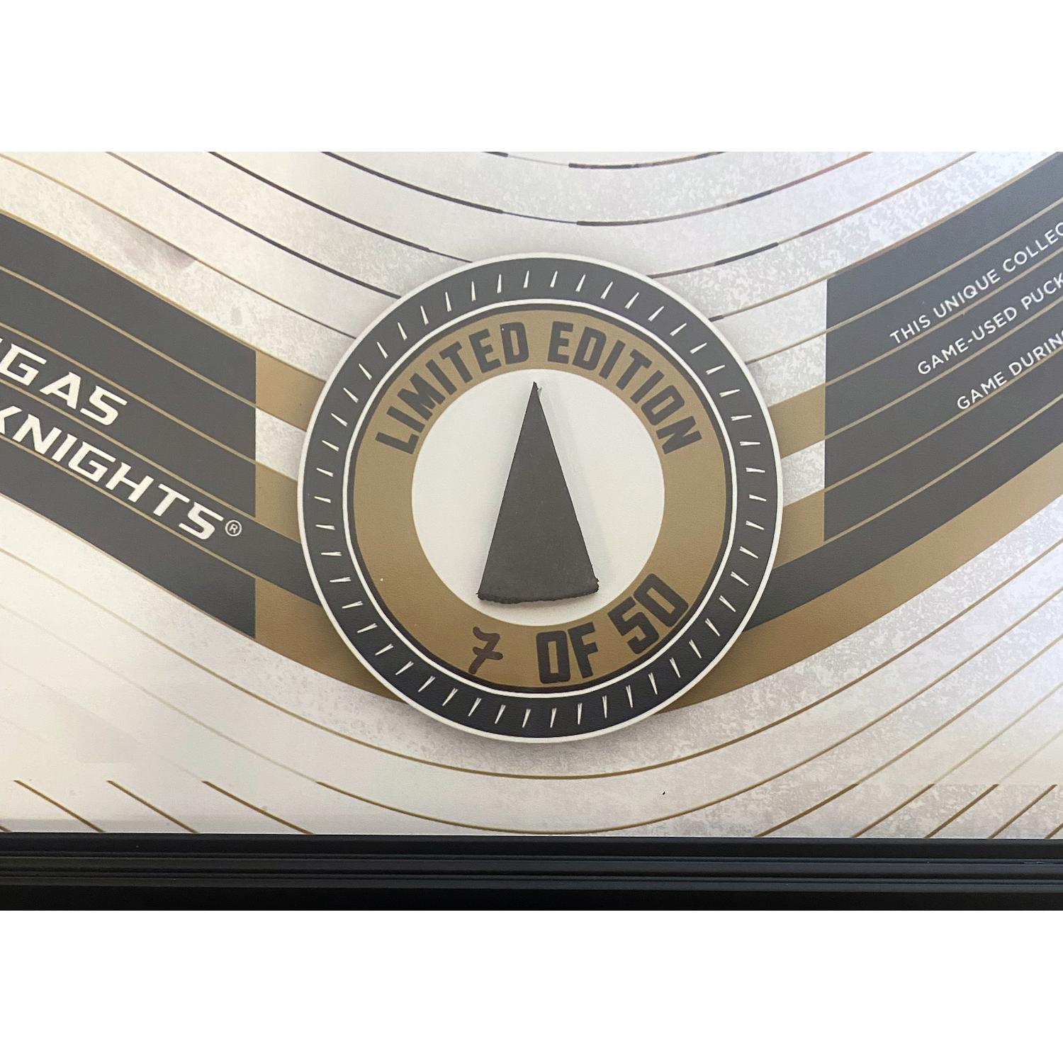 Golden Knights 2023 Stanley Cup Champions LE Custom Framed Display with Piece of Game-Used Hockey Puck at PristineAuction.com Golden Knights 2023 Stanley Cup Champions LE Custom Framed Display with Piece of Game-Used Hockey Puck at PristineAuction.com