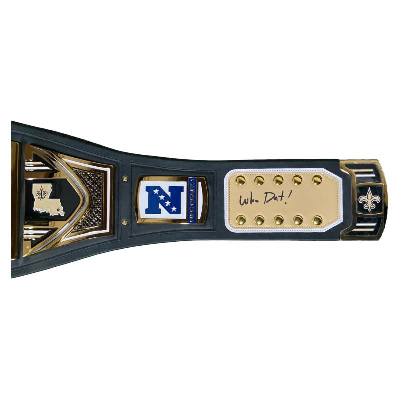 Rashid Shaheed Signed Saints WWE "Legacy" Championship Belt Inscribed "Who Dat!" (Beckett) at PristineAuction.com Rashid Shaheed Signed Saints WWE "Legacy" Championship Belt Inscribed "Who Dat!" (Beckett) at PristineAuction.com