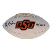 Barry Sanders Signed OSU Cowboys Logo Football Inscribed "Heisman 88" (Schwartz & Beckett) at PristineAuction.com