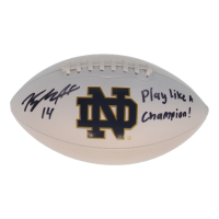 Kyle Hamilton Signed Notre Dame Fighting Irish Logo Football Inscribed "Play Like A Champion!" (Beckett) at PristineAuction.com