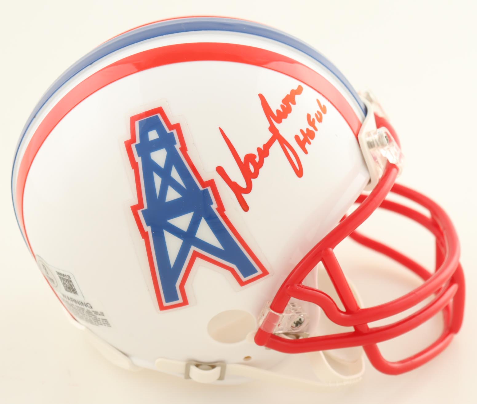 Warren Moon Signed Oilers Mini Helmet Inscribed "HOF 16" (Beckett) at PristineAuction.com Warren Moon Signed Oilers Mini Helmet Inscribed "HOF 16" (Beckett) at PristineAuction.com