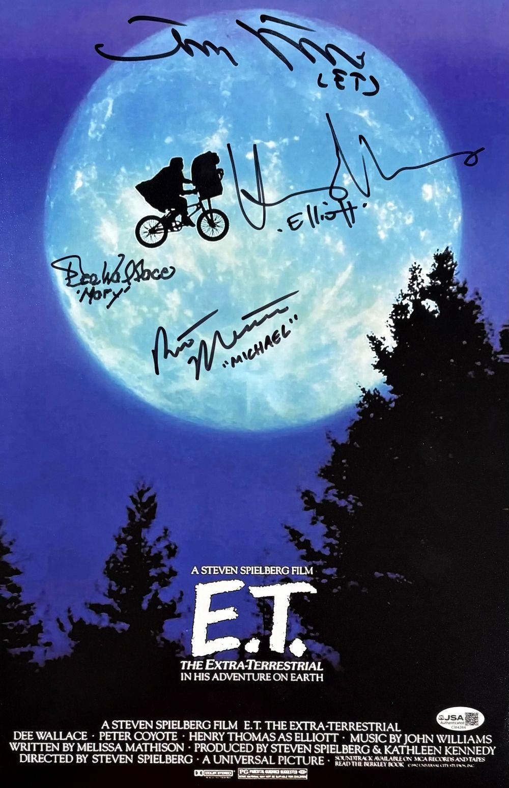 "E.T. the Extra-Terrestrial" 11x17 Photo Cast-Signed by (4) with Henry Thomas, Matthew De Merritt, Robert MacNaughton, and Dee Wallace (JSA) at PristineAuction.com "E.T. the Extra-Terrestrial" 11x17 Photo Cast-Signed by (4) with Henry Thomas, Matthew De Merritt, Robert MacNaughton, and Dee Wallace (JSA) at PristineAuction.com