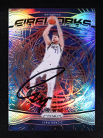 Luka Doncic Signed 2024-25 Panini Prizm Fireworks Prizms Silver #1 (PSA) at PristineAuction.com