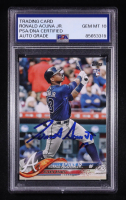 Ronald Acuna Jr. Signed 2018 Topps Base Set Photo Variations #698B RC (PSA | Auto 10) at PristineAuction.com