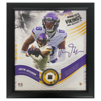 Justin Jefferson Vikings LE Custom Framed Display with Piece of Game-Used Football at PristineAuction.com