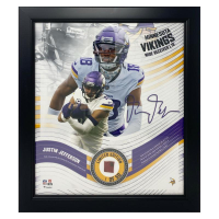 Justin Jefferson Vikings LE Custom Framed Display with Piece of Game-Used Football at PristineAuction.com