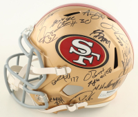 2023-24 49ers Full-Size Speed Helmet Signed by (28) With Christian McCaffrey, Brandon Aiyuk, George Kittle, Sam Darnold (JSA) at PristineAuction.com