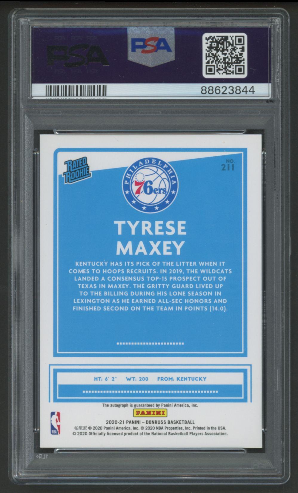 Tyrese Maxey 2020 Donruss RR Signature Choice #211 (PSA 9 | Auto 10) at PristineAuction.com Tyrese Maxey 2020 Donruss RR Signature Choice #211 (PSA 9 | Auto 10) at PristineAuction.com