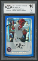 Bryce Harper 2011 Bowman Chrome Prospects Blue Refractors #BCP1 #244/250 (BCCG 10) at PristineAuction.com