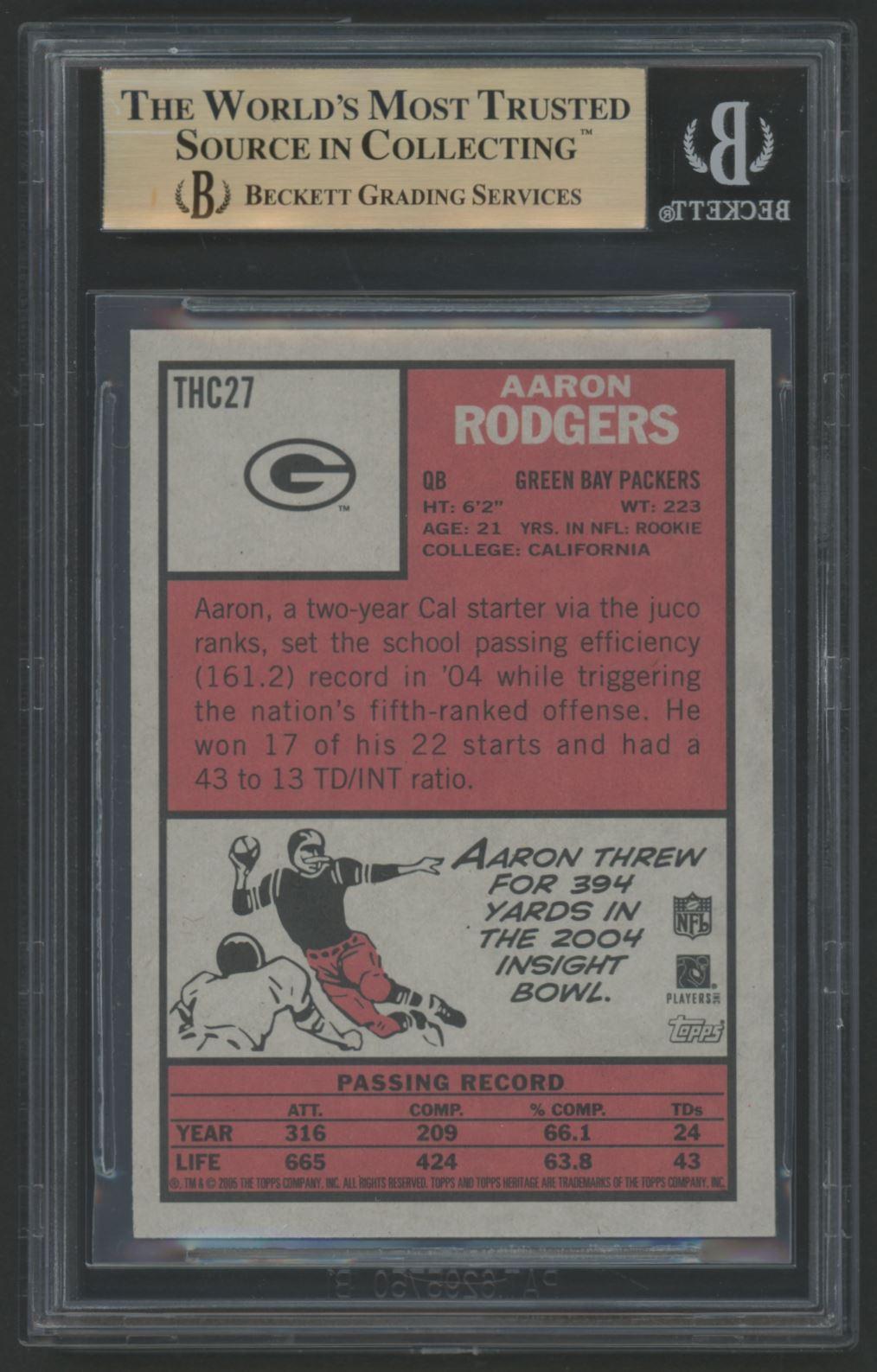 Aaron Rodgers 2005 Topps Heritage Foil #THC27A (BGS 9.5) at PristineAuction.com Aaron Rodgers 2005 Topps Heritage Foil #THC27A (BGS 9.5) at PristineAuction.com