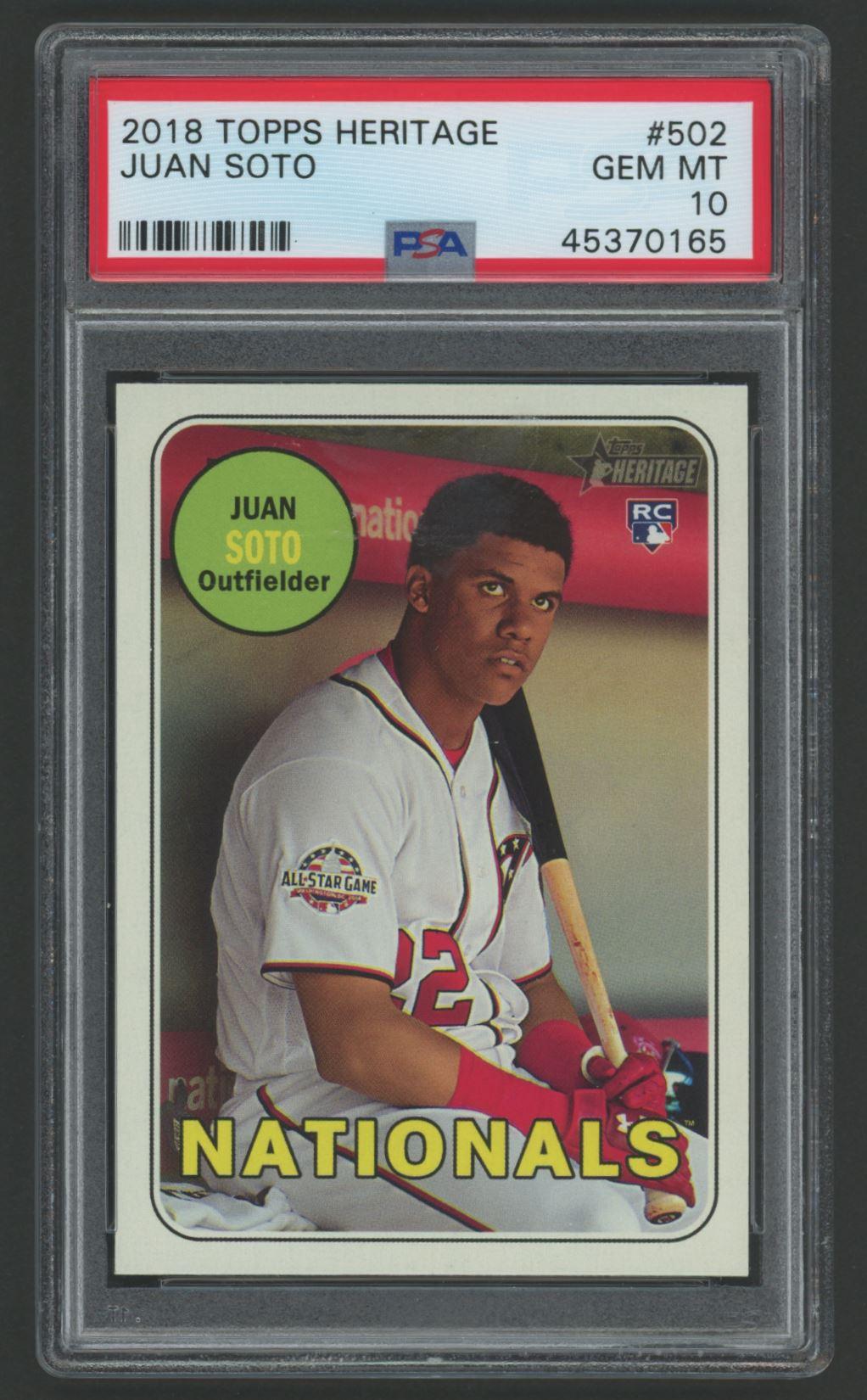 Juan Soto 2018 Topps Heritage #502 RC (PSA 10) at PristineAuction.com Juan Soto 2018 Topps Heritage #502 RC (PSA 10) at PristineAuction.com