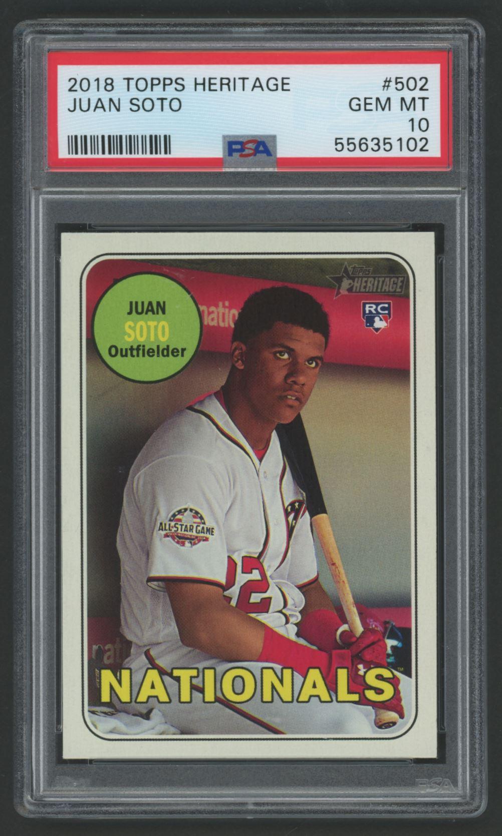 Juan Soto 2018 Topps Heritage #502 RC (PSA 10) at PristineAuction.com Juan Soto 2018 Topps Heritage #502 RC (PSA 10) at PristineAuction.com