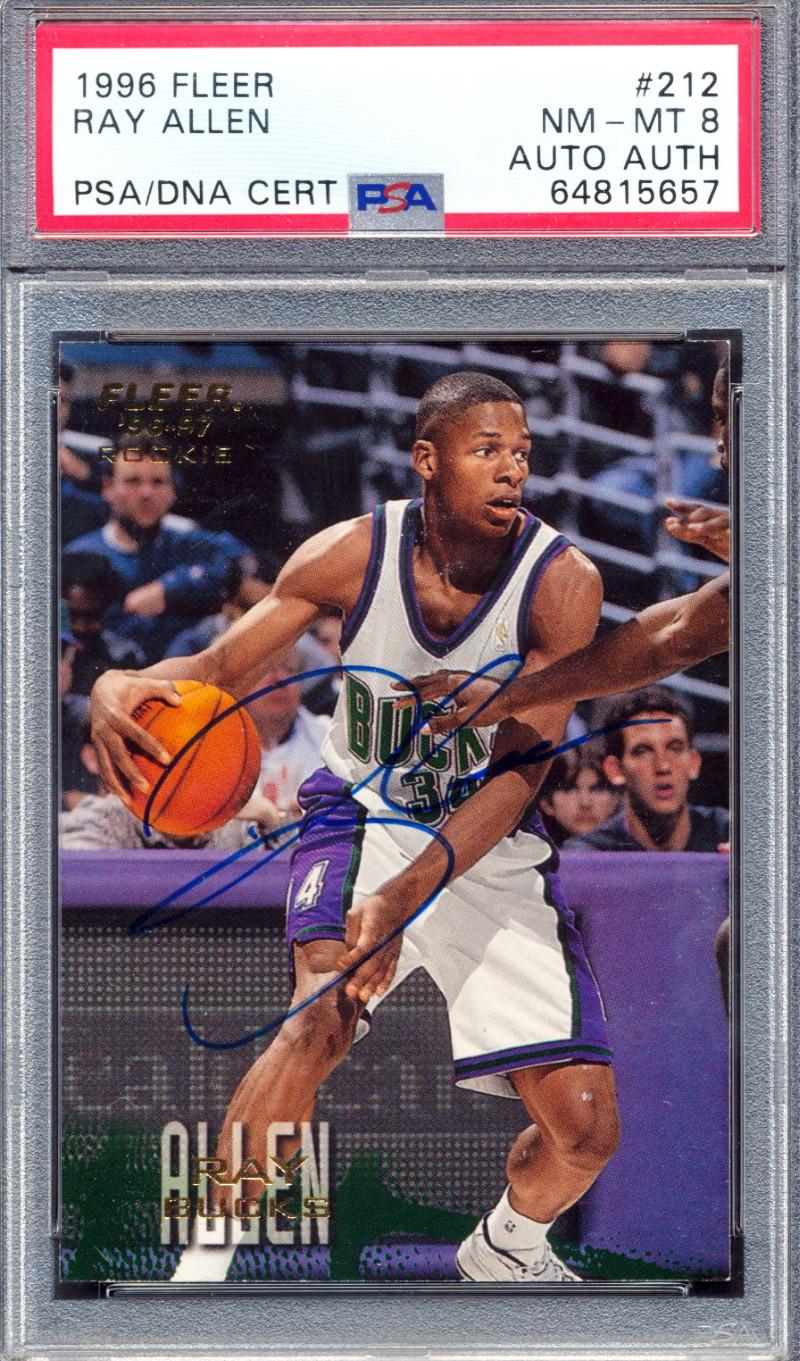 Ray Allen Signed 1996-97 Fleer #212 RC (PSA 8) at PristineAuction.com Ray Allen Signed 1996-97 Fleer #212 RC (PSA 8) at PristineAuction.com