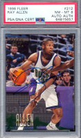 Ray Allen Signed 1996-97 Fleer #212 RC (PSA 8) at PristineAuction.com