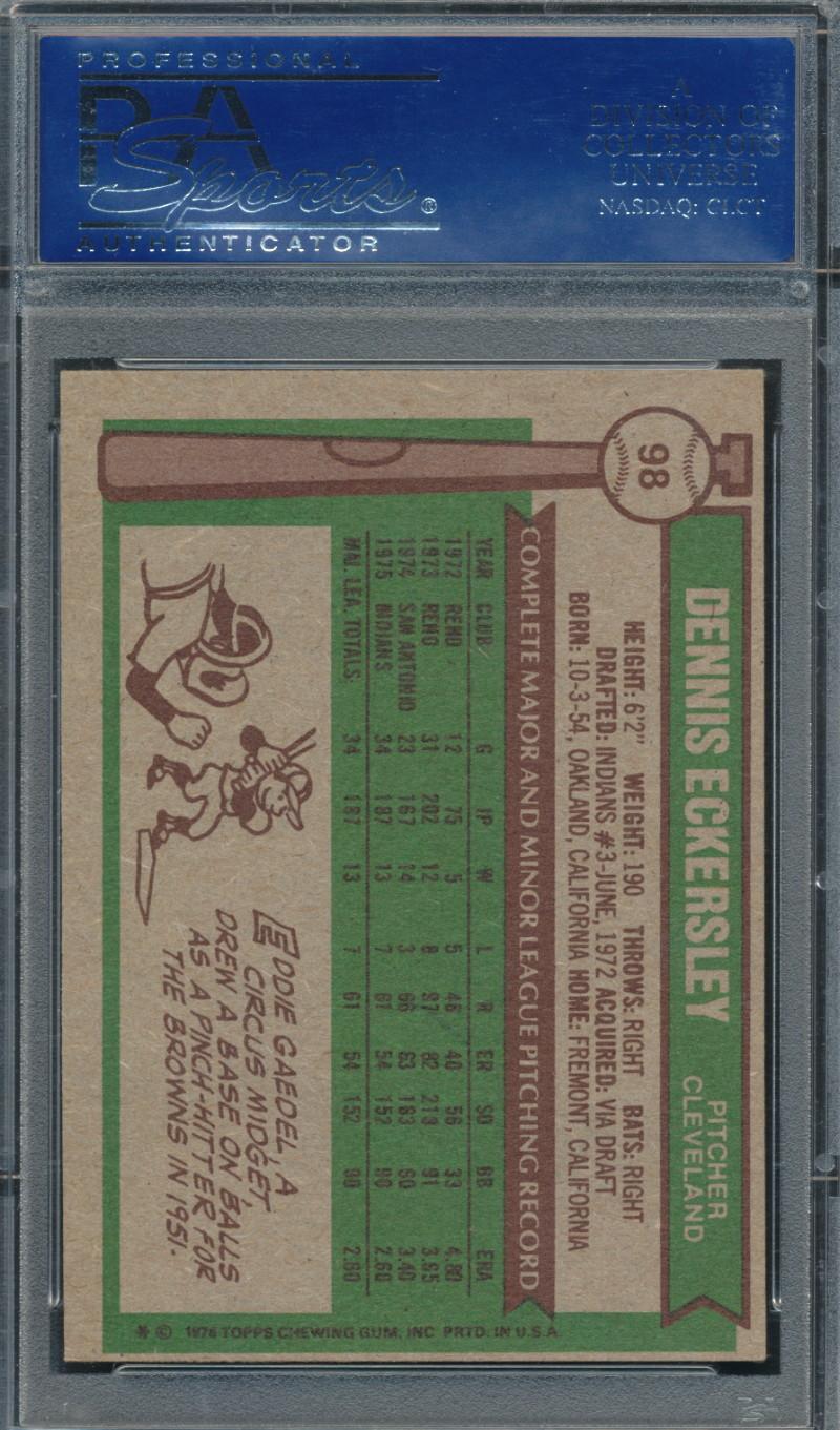 Dennis Eckersley Signed 1976 Topps #98 RC (PSA) at PristineAuction.com Dennis Eckersley Signed 1976 Topps #98 RC (PSA) at PristineAuction.com