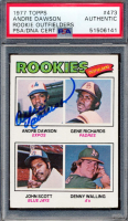 Andre Dawson Signed Andre Dawson RC / Gene Richards RC / John Scott / Denny Walling RC 1977 Topps #473 Rookie Outfielders (PSA) at PristineAuction.com