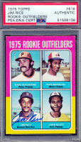 Jim Rice Signed Dave Augustine / Pepe Mangual RC / Jim Rice RC / John Scott RC 1975 Topps #616 Rookie Outfielders (PSA) at PristineAuction.com