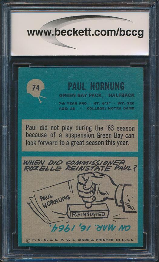 Paul Hornung 1964 Philadelphia #74 (BCCG 9) at PristineAuction.com Paul Hornung 1964 Philadelphia #74 (BCCG 9) at PristineAuction.com