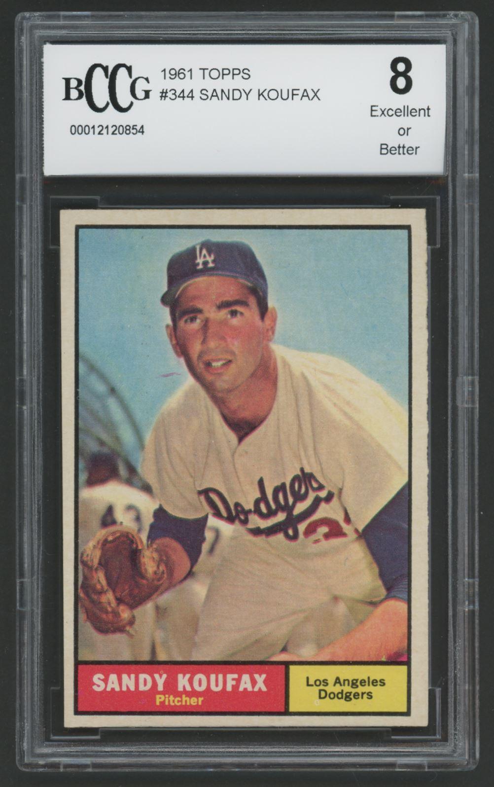 Sandy Koufax 1961 Topps #344 (BCCG 8) at PristineAuction.com Sandy Koufax 1961 Topps #344 (BCCG 8) at PristineAuction.com