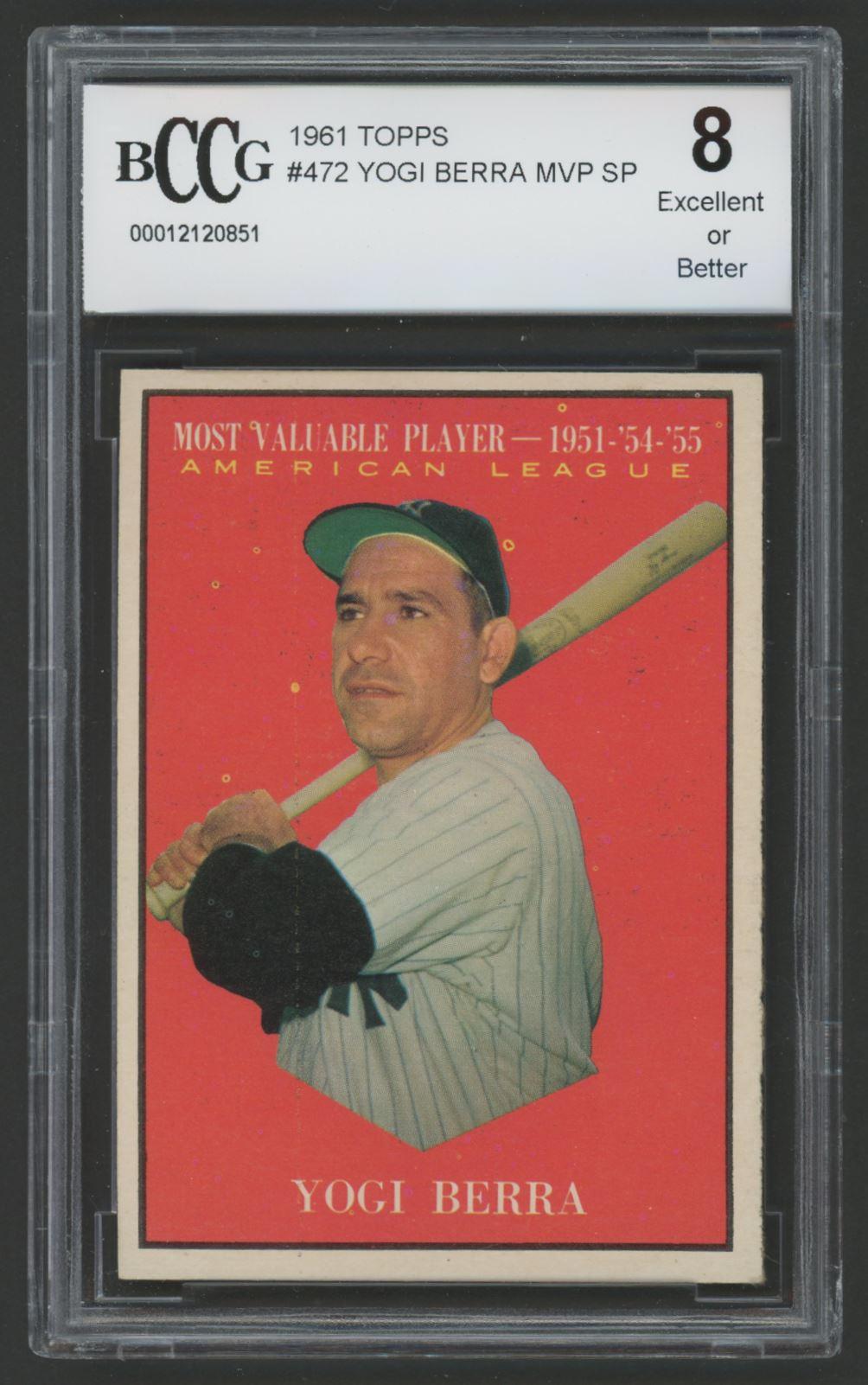 Yogi Berra 1961 Topps #472 MVP (BCCG 8) at PristineAuction.com Yogi Berra 1961 Topps #472 MVP (BCCG 8) at PristineAuction.com