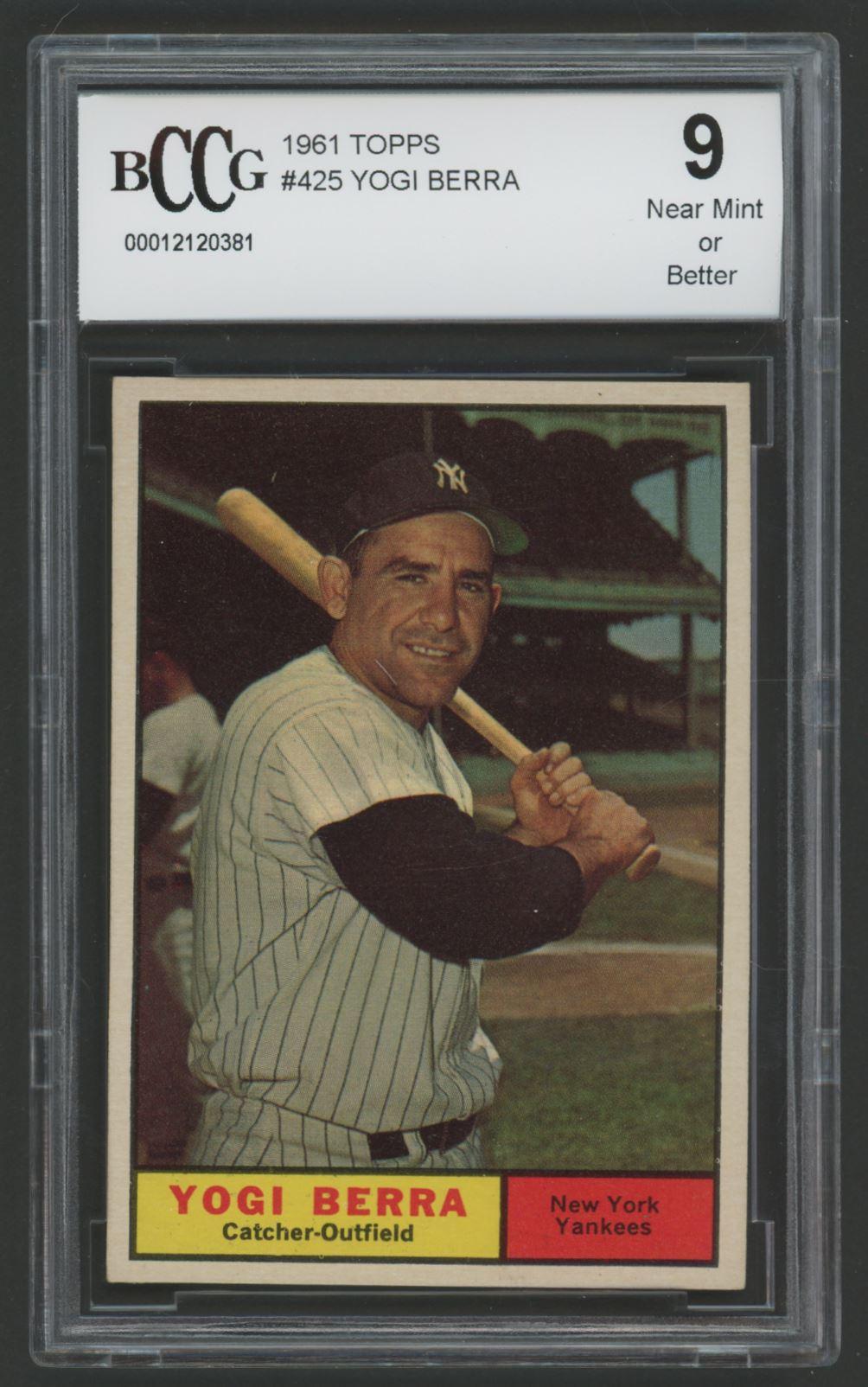 Yogi Berra 1961 Topps #425 (BCCG 9) at PristineAuction.com Yogi Berra 1961 Topps #425 (BCCG 9) at PristineAuction.com