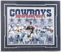 Cowboys Super Bowl MVPs | LE Custom Matted Photo Display Signed by (7) with Troy Aikman, Emmitt Smith, Larry Brown (JSA) at PristineAuction.com
