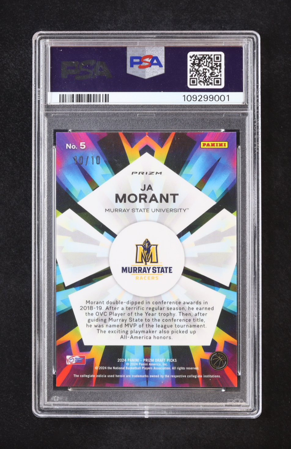 Ja Morant 2024-25 Panini Prizm Draft Picks Kaleidoscopic Prizms Gold #5 #10/10 (PSA 10) at PristineAuction.com Ja Morant 2024-25 Panini Prizm Draft Picks Kaleidoscopic Prizms Gold #5 #10/10 (PSA 10) at PristineAuction.com