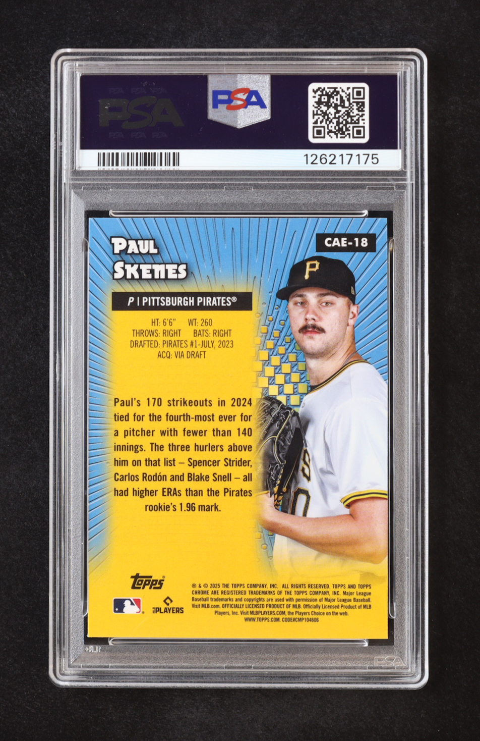 Paul Skenes 2025 Topps Chrome All Etch Green Refractors #CAE18 #07/99 (PSA 10) at PristineAuction.com Paul Skenes 2025 Topps Chrome All Etch Green Refractors #CAE18 #07/99 (PSA 10) at PristineAuction.com