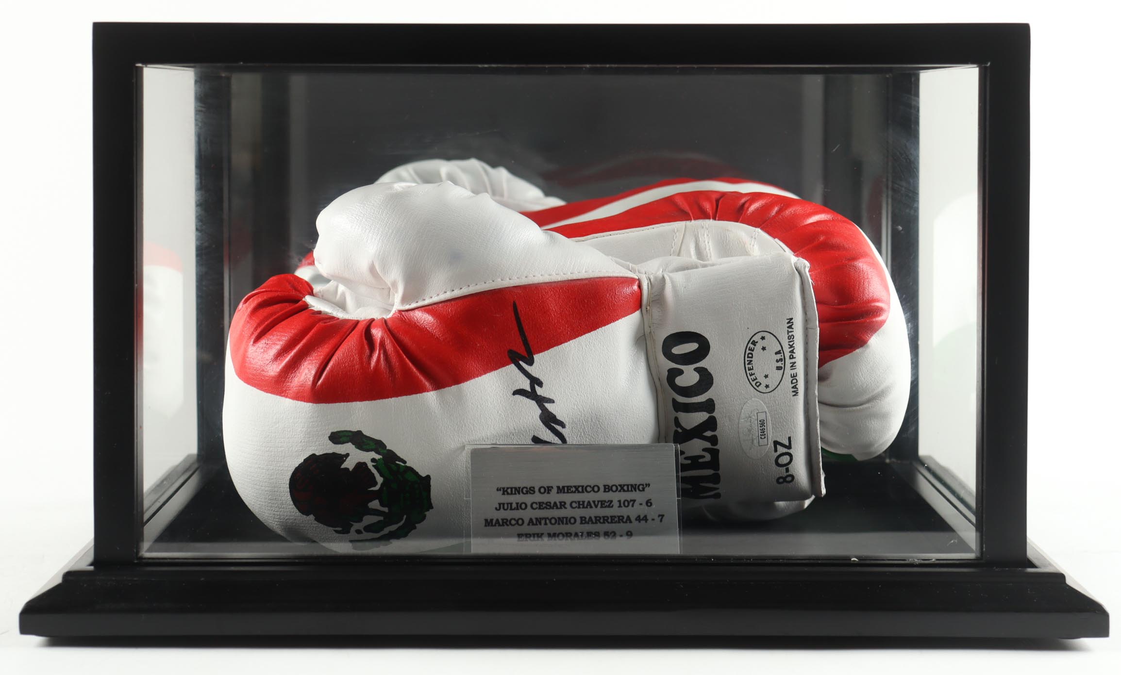 Mexican Boxing Kings | Set of (2) Cleto Reyes Boxing Gloves Signed By (3) With Julio Cesar Chavez, Marco Antonio Barrera, & Erik Morales in Display Case (JSA) at PristineAuction.com Mexican Boxing Kings | Set of (2) Cleto Reyes Boxing Gloves Signed By (3) With Julio Cesar Chavez, Marco Antonio Barrera, & Erik Morales in Display Case (JSA) at PristineAuction.com