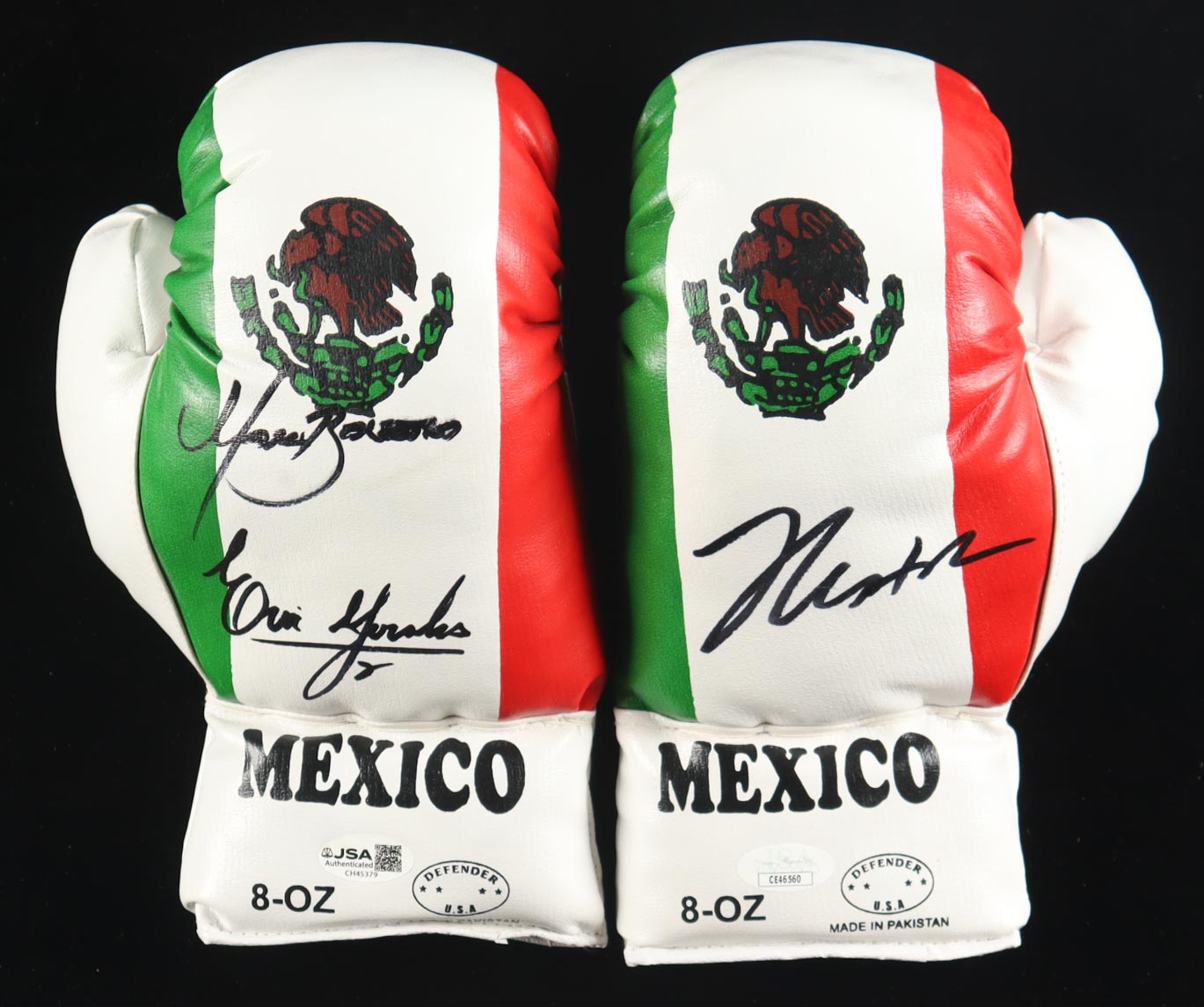 Mexican Boxing Kings | Set of (2) Cleto Reyes Boxing Gloves Signed By (3) With Julio Cesar Chavez, Marco Antonio Barrera, & Erik Morales in Display Case (JSA) at PristineAuction.com Mexican Boxing Kings | Set of (2) Cleto Reyes Boxing Gloves Signed By (3) With Julio Cesar Chavez, Marco Antonio Barrera, & Erik Morales in Display Case (JSA) at PristineAuction.com