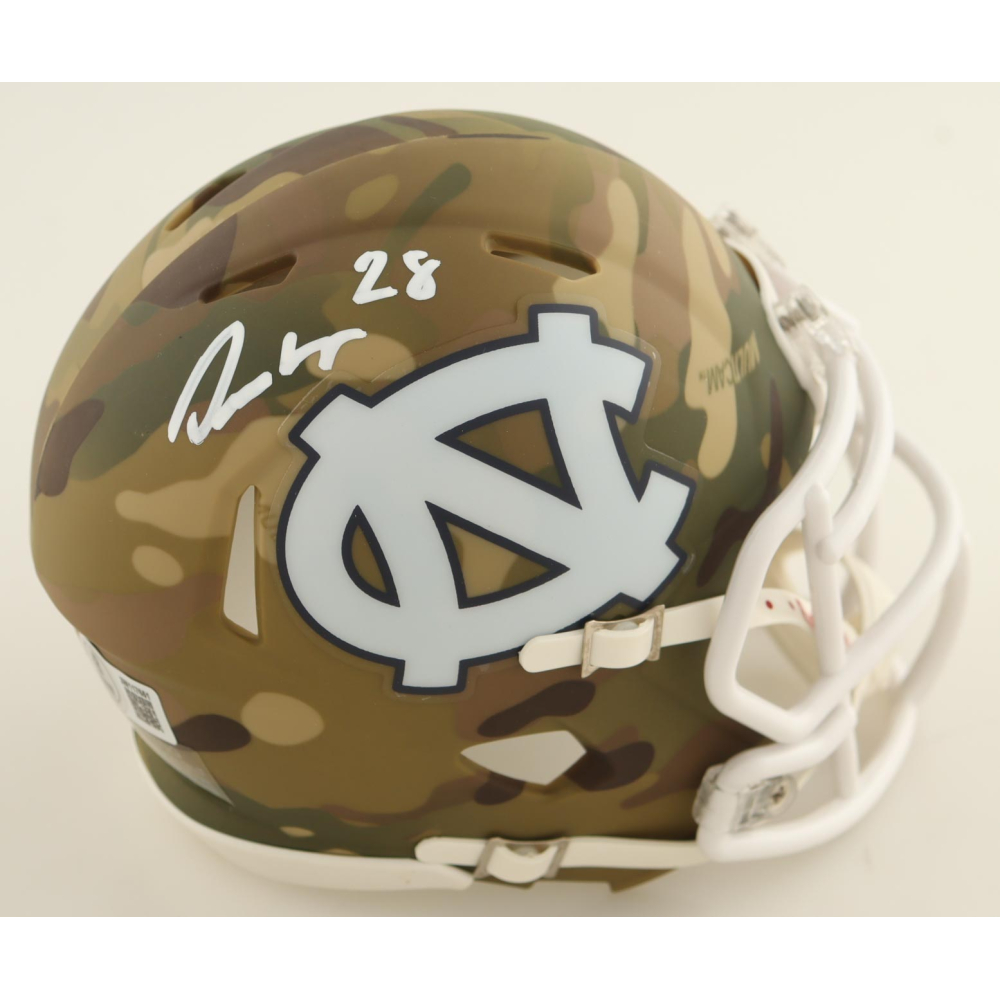Omarion Hampton Signed North Carolina Tar Heels Camo Alternate Speed Mini Helmet (Beckett) at PristineAuction.com