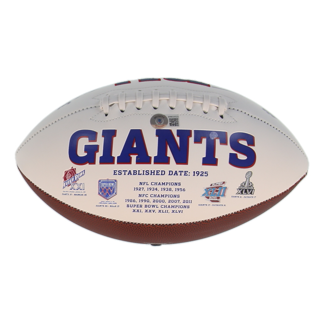 Michael Strahan Signed Giants Logo Football Inscribed "HOF '14" (Beckett) at PristineAuction.com Michael Strahan Signed Giants Logo Football Inscribed "HOF '14" (Beckett) at PristineAuction.com