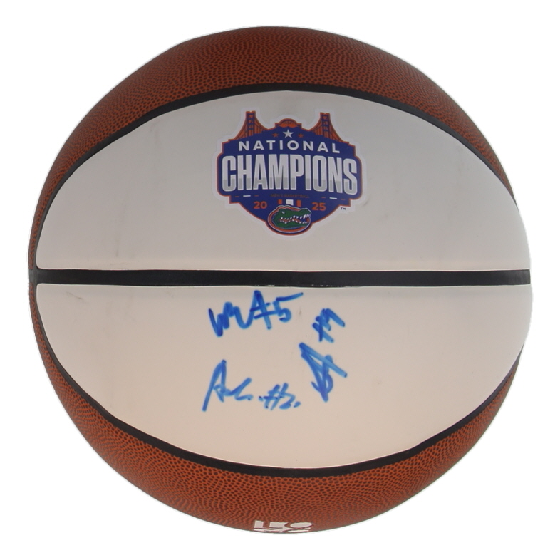 Will Richard, Alex Condon & Ruben Chinleyu Signed 2025 Florida Gators National Champions Basketball (JSA) at PristineAuction.com Will Richard, Alex Condon & Ruben Chinleyu Signed 2025 Florida Gators National Champions Basketball (JSA) at PristineAuction.com