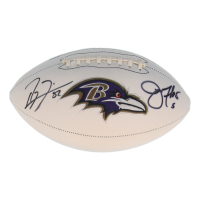 Ray Lewis & Joe Flacco Signed Ravens Logo Football (Beckett) at PristineAuction.com