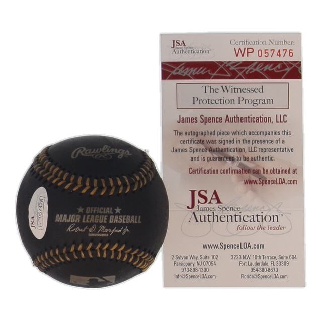 Barry Larkin Signed OML Black Leather Baseball Inscribed "HOF 2012" (JSA) at PristineAuction.com Barry Larkin Signed OML Black Leather Baseball Inscribed "HOF 2012" (JSA) at PristineAuction.com